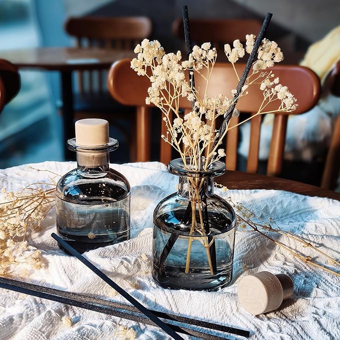 Brakula 2 Pack Reed Diffuser, Bamboo + Eucalyptus & Wild Mint (3.38 fl oz Each Pack), Home Fragrance with 12 Sticks, Shelf Decor, Reed diffusers for Home