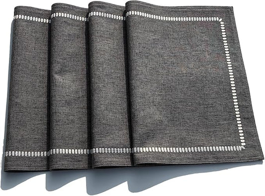 Placemats Set of 4 for Dining Table, Cloth Placemats with Embroidery, Table Mats for Dining Table 12"x18" (Gray, 4 pcs)