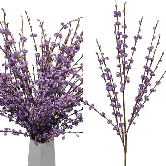 5 Pcs 29.5" Long Jasmine Artificial Flowers Fake Flower Dry Branches for Home Office DIY Floral Art Plant Wedding Table Centerpieces Party Vase Decoration (Macaron Purple)