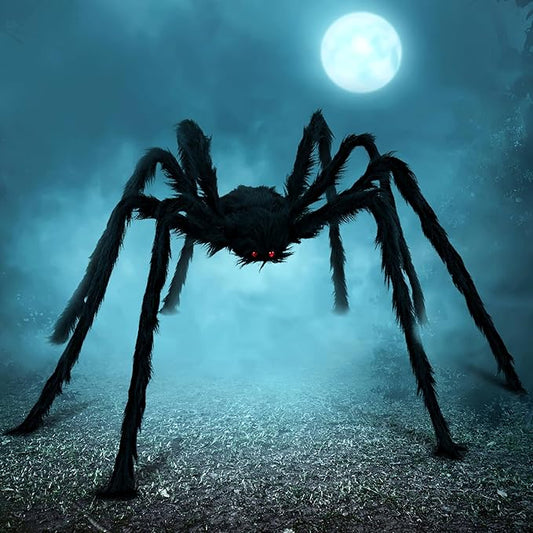 JOYIN Halloween Outdoor Decorations Giant Spider, Scary Large Spider Props for Yard Lawn Halloween Outside Decor and Indoor Party Decor, Black (Standing Height is 15 inches)