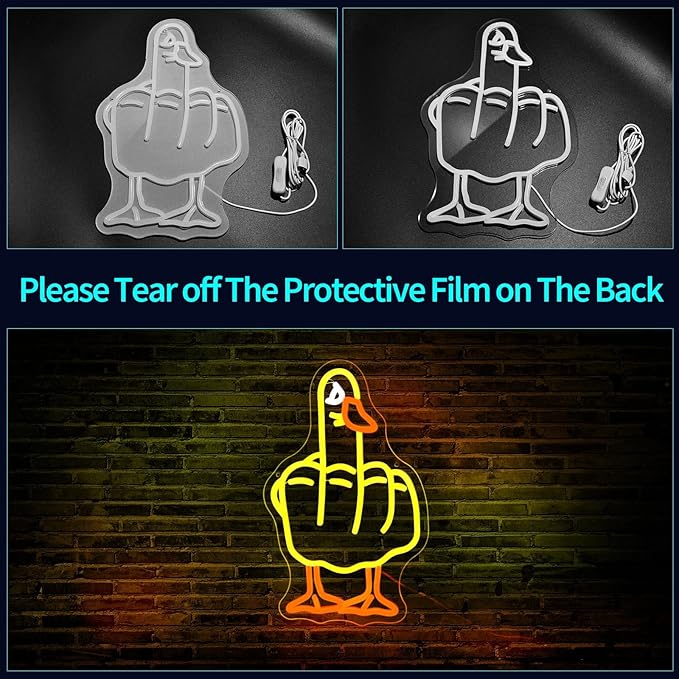 Duck Neon Sign Led Neon Signs for Wall Decor Yellow Light Up Sign Preppy Girls Room Decor USB Powered Gifts