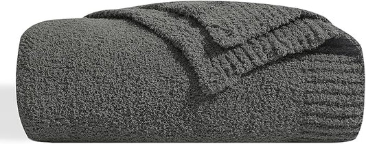 bearberry Super Soft Fluffy Throw Blanket Lightweight Cozy Warm Throw Blankets for Couch Bed Sofa All Season (Dark Grey, 50”x60”)