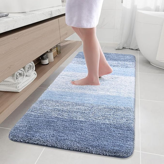 Arotive Microfiber Bathroom Rugs, Shaggy Soft and Absorbent Bath Rug, Non-Slip, Thick Plush Machine Washable Dry Bath Mats for Bathroom, Tub and Shower, 59x24, Light Blue