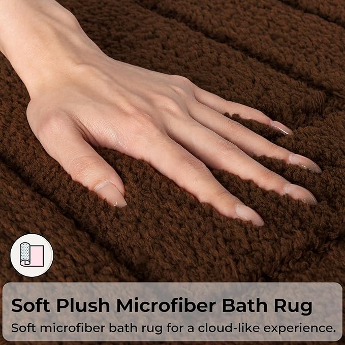 GRANNY SAYS Bathroom Rugs Non Slip 24" x 59", Bath Mats for Bathroom, Super Soft and Water Absorbent, Microfiber Washable Bath Rugs for Floor, Tub and Shower, Brown