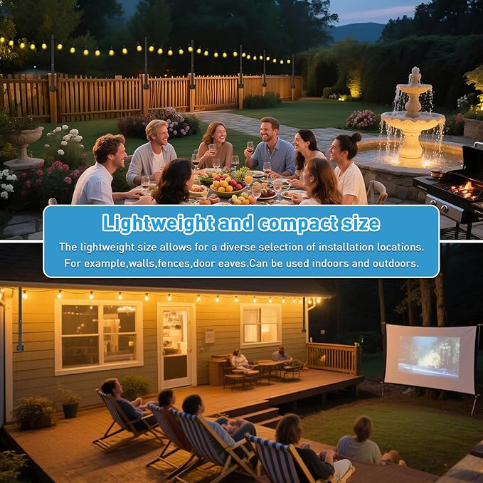 10 Pack 2.8Ft String Light Poles,Light Poles for Outside Lights,Outdoor with Fence Brackets Hanging Lights,Metal Stand Deck Patio Backyard