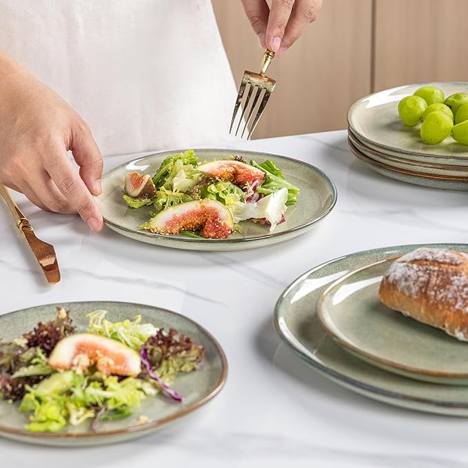AmorArc Ceramic Dinnerware Sets,Handmade Reactive Glaze Stoneware Plates and Bowls Set,Highly Scratch Resistant | Dishwasher & Microwave Safe Dishes Set,Service for 4 (12pc)