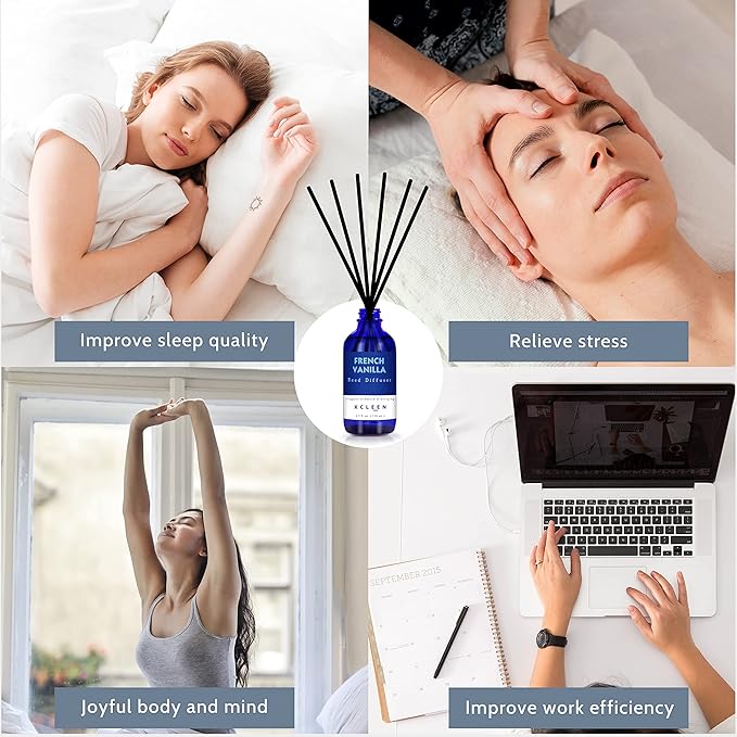 Reed Diffuser Set with Sticks 3.7 Oz, Vanilla, Coconut & Milk Scented Fragrance Oil Diffuser for Home Bedroom & Kitchen, Long-Lasting Room Air Freshener, Mind & Body Aromatherapy, Gift Idea