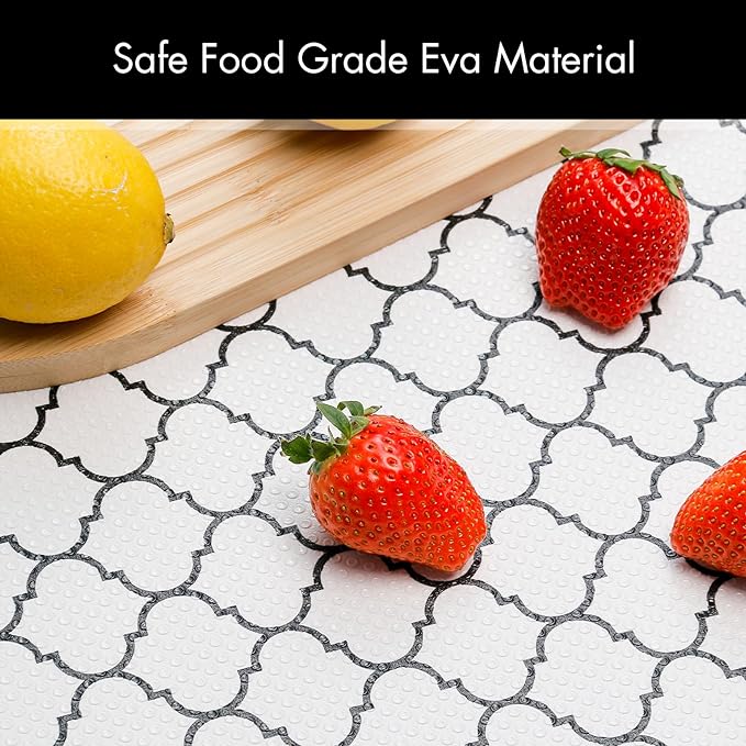 Cooyes Shelf Liner – Non-Slip Shelf Liners for Kitchen Cabinets – Waterproof Shelf Paper with Modern Pattern – Durable EVA Cabinet Liners