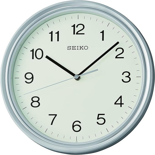 Seiko 11 Inch Oita Wall Clock, Metallic Silver