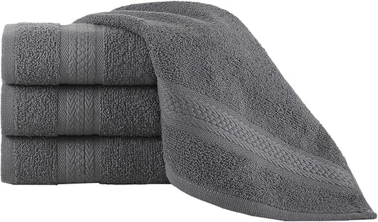 REGAL RUBY 4 Pieces Grey Washcloths Bath Linen Set Quick-Dry, Highly Absorbent, Soft Feel Towels, Premium Quality Flannel Face Cloths