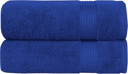 Elegant Comfort Premium Turkish Cotton 2 Pack Bath Towel Set - 27 x 54 inch, Luxurious Hotel Spa Quality 100% Turkish Cotton 2PC Bath Towel Set - Highly Absorbent - Soft Bathroom Towels, Royal Blue