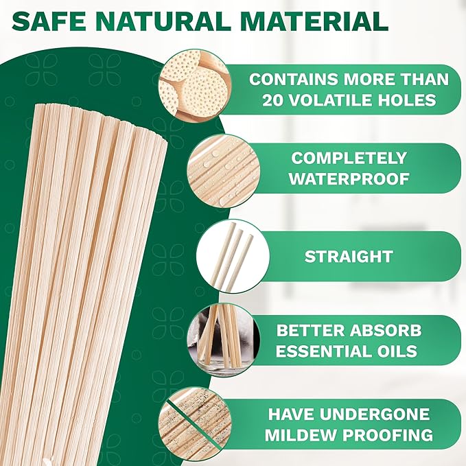 100 Pcs Bamboo Reed Diffuser Sticks - 10" Reed Sticks for Oil Diffuser, Good for DIY and Crafts, Easy to Use and Lightweight, Suitable for Living Room, Kitchen, Bathroom, Bedroom, and Office