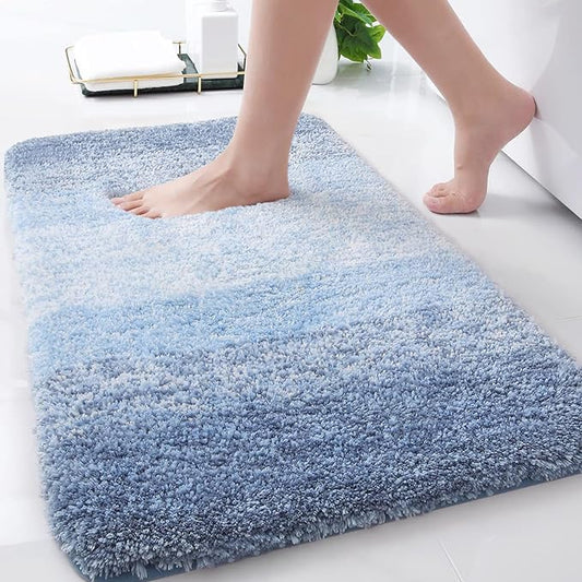 Arotive Microfiber Bathroom Rugs, Shaggy Soft and Absorbent Bath Rug, Non-Slip, Thick Plush Machine Washable Dry Bath Mats for Bathroom, Tub and Shower, 34x21, Light Blue