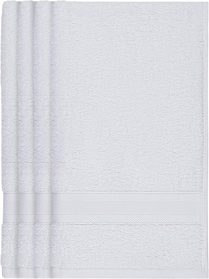 Quick-Dry, Soft & High Absorbent Fingertip Towels for Bathroom Cotton Soft Feel Fingertip Towels 11"x17" | Daily Use 100% Cotton Towels for Bathroom, Gym & More | (4 Pcs, White)