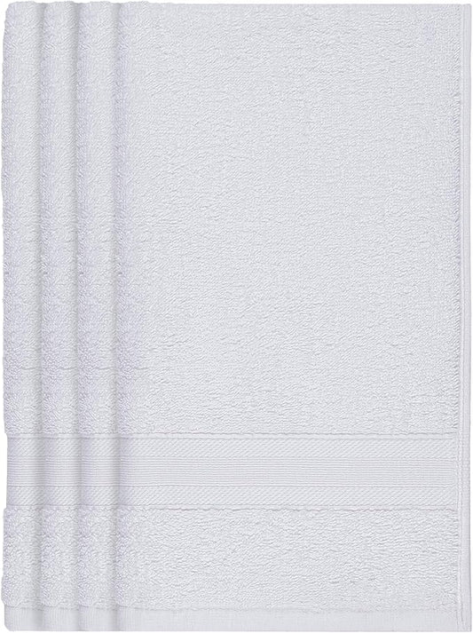 Quick-Dry, Soft & High Absorbent Fingertip Towels for Bathroom Cotton Soft Feel Fingertip Towels 11"x17" | Daily Use 100% Cotton Towels for Bathroom, Gym & More | (4 Pcs, White)