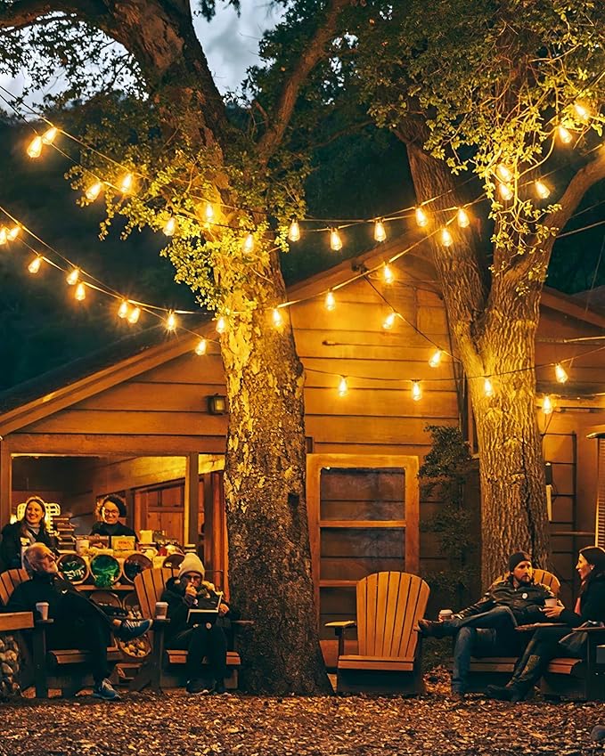 String Lights for Outside, 150FT (50FT 3 Pack) Patio Lights Outdoor Waterproof with 75+6 Shatterproof Vintage Bulbs, Plug in Hanging Light for Porch, Blacony, Backyard, Bistro, Garden, 2700K