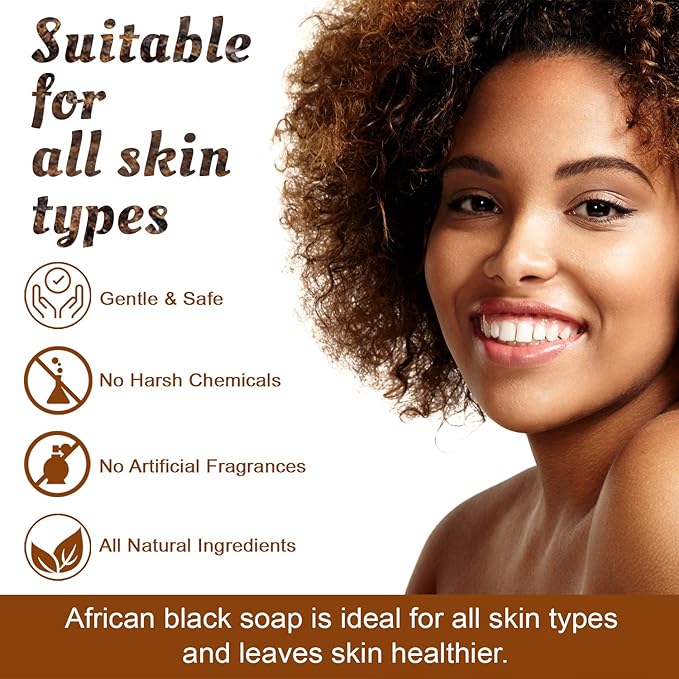 It's Pure Natural African Black Soap Bars with Extra Rich Shea Butter (Pack of 3) Organic Raw Soap for Face & Body, Acne Treatment & Dark Spot Remover [Made in Ghana]
