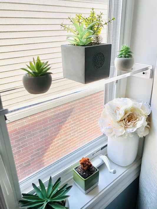 DistinctAndUnique Elegant and Sophisticated Floating Window Shelf (20", Single Shelf) - Crystal Clear Recessed Durable Strong Acrylic Trinket, Plants, Succulents Indoor Collection Display Stand