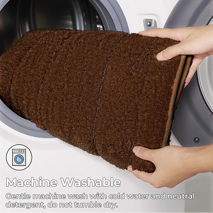 GRANNY SAYS Bathroom Rugs Non Slip 24" x 16", Bath Mats for Bathroom, Super Soft and Water Absorbent, Microfiber Washable Bath Rugs for Shower Room Floor, Tub, Brown