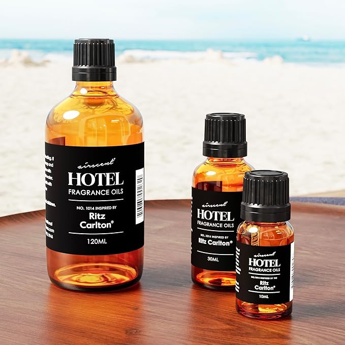 AirScent Hotel Diffuser Oil Inspired by The Ritz Carlton Hotel Scent - Premium Fragrance Oil No. 1014 for Ultrasonic and Waterless Diffusers and Crafting - 10 mL, 0.34 fl oz Glass Dropper Bottle