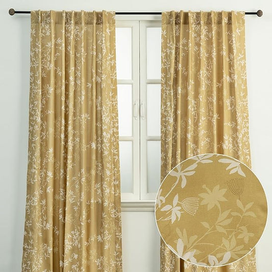 Maison d' Hermine Curtains for Living Room 100% Cotton 96 inch Length Two Panels Light Filtering Curtains for Bedroom Windows with Rod and Loop Pockets Drapes (Louxor Dark Beige, 50" W x 96" L)