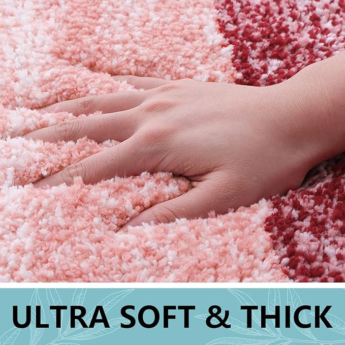 Arotive Microfiber Bathroom Rugs, Shaggy Soft and Absorbent Bath Rug, Non-Slip, Thick Plush Machine Washable Dry Bath Mats for Bathroom, Tub and Shower, 47x24, Burgundy