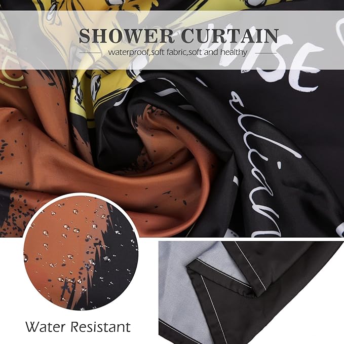Aimego African American Shower Curtains Black Girl Woman with Sunflower Butterflies Farmhouse Shower Curtain Set with 12 Hooks for Bathroom Decor Accessories Bathtub Curtain, 72"x72"