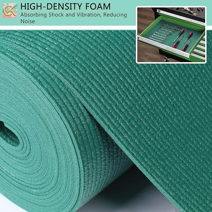 Foam Toolbox Liner Shelf Liner, Thickened Durable Pad Tool Box Mat for Protecting Your Tools, Work Surfaces, Garage, Chest -Green 3mm Thickness, 20 inch*24 ft