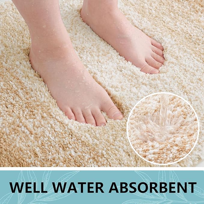 Arotive Microfiber Bathroom Rugs, Shaggy Soft and Absorbent Bath Rug, Non-Slip, Thick Plush Machine Washable Dry Bath Mats for Bathroom, Tub and Shower, 45x27, Beige