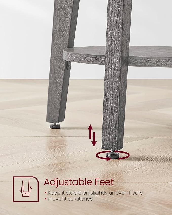 VASAGLE Side Table, Small Round End Table with Lower Shelf, Nightstand for Small Spaces, Living Room, Bedroom, Smoky Gray ULET283T68