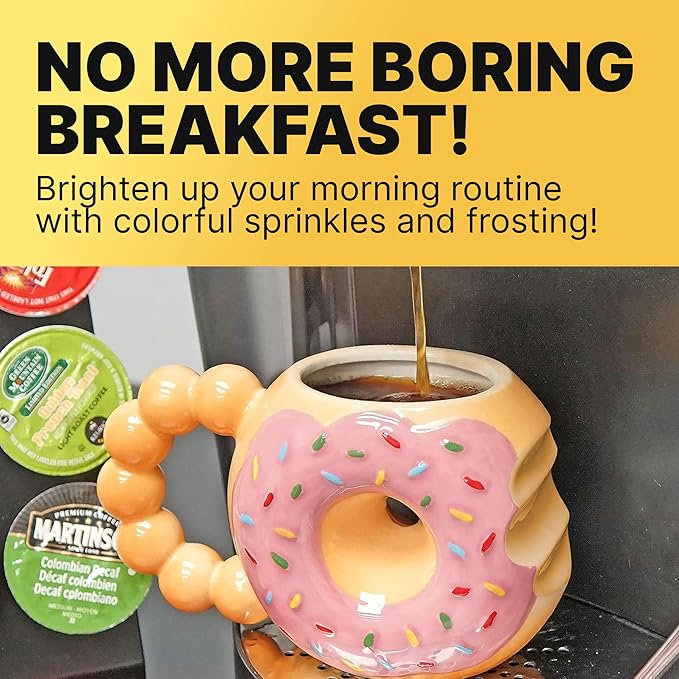 Fairly Odd Novelties DONUT TOUCH MY COFFEE Mug Fairly Odd Novelties-12oz Ceramic Shaped Tea Cocoa, One Size, Brown,FON-10288