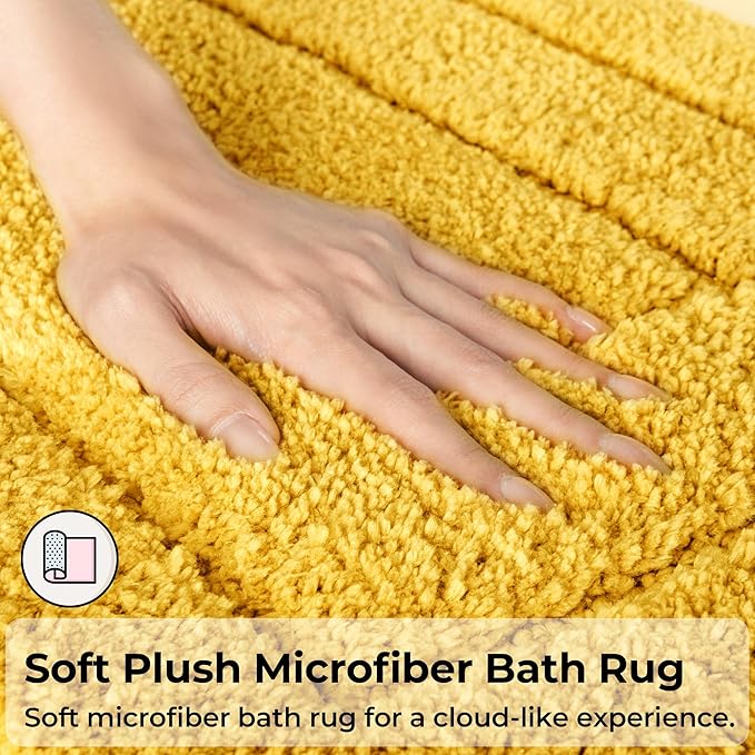 GRANNY SAYS Bathroom Rug Mat, 59" x 24" Non-Slip, Super Soft and Water Absorbent, Microfiber Bath Rug, Machine Washable, Large Bathroom Rug for Floor, Yellow