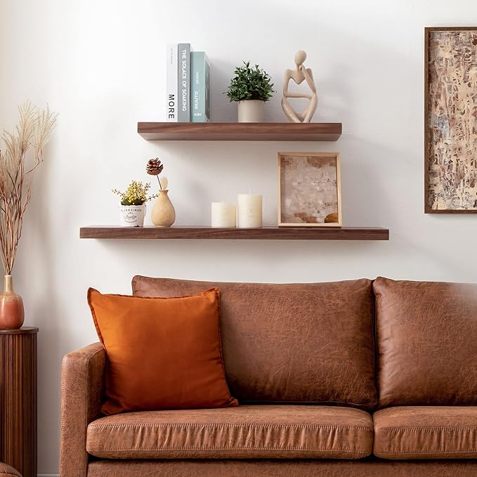 Fun Memories 36" x 8" Floating Shelves for Wall, 8 Inch Deep Wall Shelf for Home Decor, Rustic Wood Shelves, Deep Storage & Display Shelves for Living Room, Bedroom, Kitchen, Set of 1