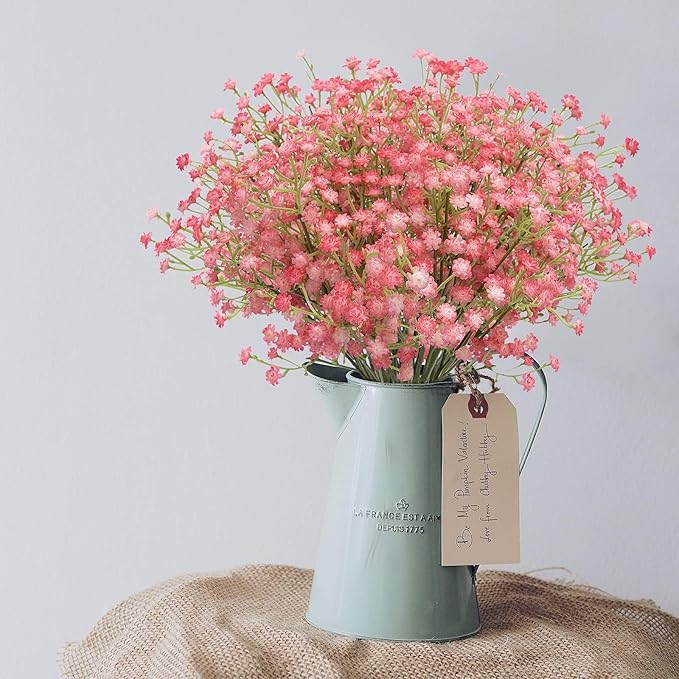 N&T NIETING Pink Baby Breath Flowers, 30Pcs Fake Gypsophila Plants Artificial Baby Breath Flowers for Wedding Bouquets Party Home Garden Decoration