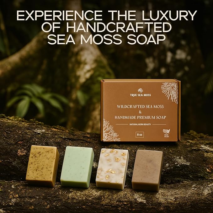 Sea Moss Bar Soap with Green Tea – Vegan Organic Face & Body Soap – Handmade Skincare Gift for Women or Mom Natural Cleanser – Birthday Present – Made in USA