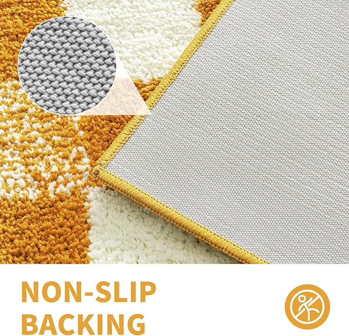 CozeCube Checkered Bath mats for Bathroom Non Slip, Fluffy Absorbent Microfiber Bath mat Washable, Aesthetic Bathroom Rugs, Cute Bath mat for Shower Sink, Harvest Gold, 24" x 16"