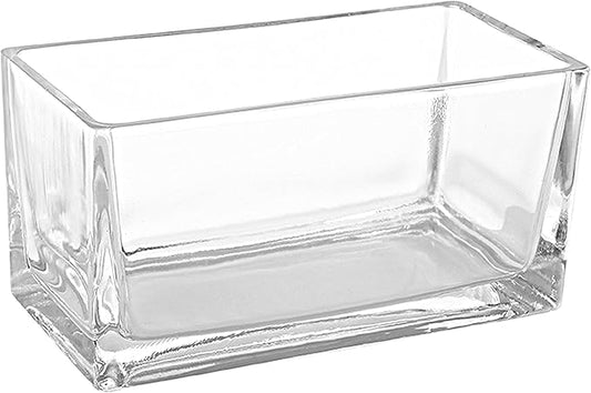 MyGift 7.8 inch Modern Rectangular Glass Vase, Trough Planter, Tabletop Glass Terrarium