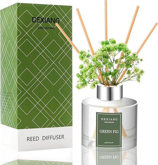 Green Picture Reed Diffuser Set - 3.38 fl oz (100ml) Essential Oil with 6 Reed Sticks | Home & Bathroom Decor