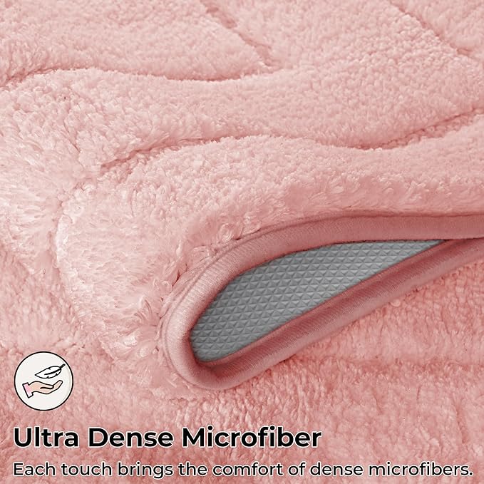 GRANNY SAYS Pink Bathroom Rugs Non Slip Washable, 24"x 48", Soft Bath Mats for Bathroom, Microfiber Shag Rug, Absorbent Bath Floor Mat, Large Bath Rug for Shower, Tub, Bedroom