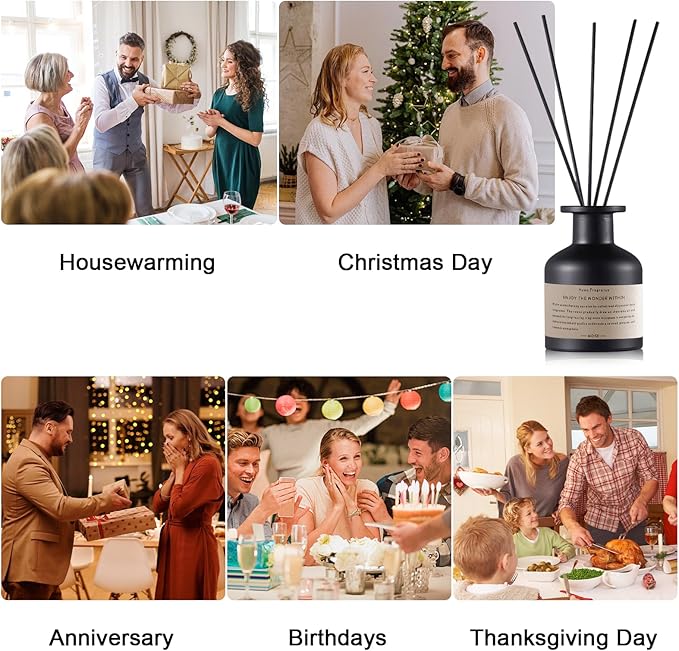 Reed Diffuser Set,4.1 oz Vanilla Citrus Scented Oil Diffuser with 5 Reed Sticks,Home Fragrance Reed Diffuser for Bathroom Bedroom Office Shelf Decor & Air Fresheners