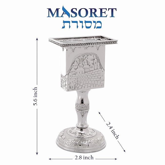 Nickel Havdalah Candle Holder 5.6 Inches Octagon Havdalah Candle Holder, Elegant Jewish Hanukkah Candleholder Stand