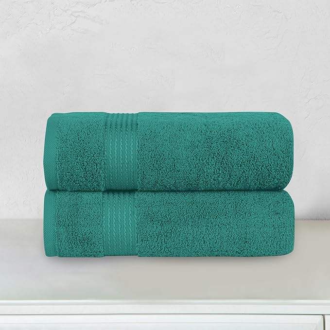 Elegant Comfort Premium Turkish Cotton 2 Pack Bath Towel Set - 27 x 54 inch, Luxurious Hotel Spa Quality 100% Turkish Cotton 2PC Bath Towel Set - Highly Absorbent - Soft Bathroom Towels, Turquoise
