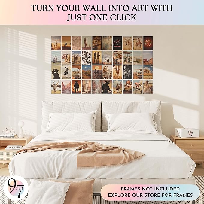 97 Decor Western Room Decor for Bedroom - Western Wall Decor Art Prints, Country Pictures Wall Decor, Desert Wall Collage Kit, Cowboy Decor for Home, Vintage Cowgirl Poster (4x6 Inch)