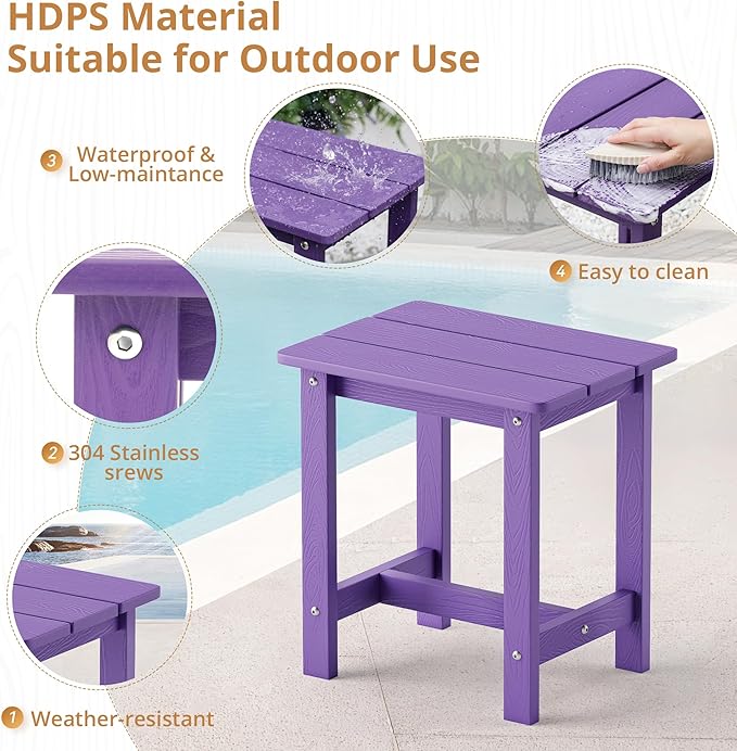 LUE BONA Outdoor Side Table, Purple