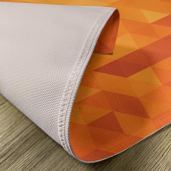 Ambesonne Orange Place Mats Set of 4, Triangle Mosaic Shapes and Patterns with Abstract Digital Pixel Like Effect Print, Washable Fabric Placemats for Dining Table, Standard Size, Orange Burnt