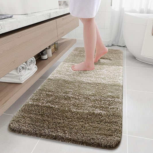 Arotive Microfiber Bathroom Rugs, Shaggy Soft and Absorbent Bath Rug, Non-Slip, Thick Plush Machine Washable Dry Bath Mats for Bathroom, Tub and Shower, 70x24, Coffee