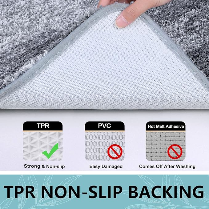 Arotive Microfiber Bathroom Rugs, Shaggy Soft and Absorbent Bath Rug, Non-Slip, Thick Plush Machine Washable Dry Bath Mats for Bathroom, Tub and Shower, 47x32, Grey