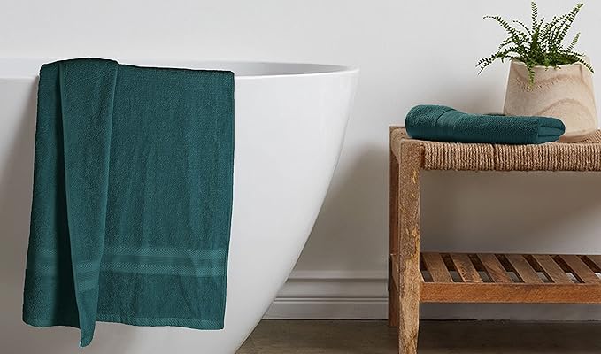 BOUTIQUO Premium Cotton 4 Pack Bath Towel Set - 100% Pure Cotton - 4 Bath Towels 27X54 - Ideal for Everyday Use - Ultra Soft & Highly Absorbent - Teal