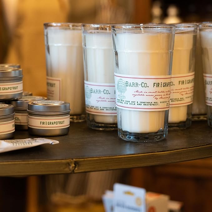 Barr-Co. Fir & Grapefruit Parfait Glass Candle, Woody Citrus Scent, 80-Hour Long Burning Soy Wax Candle, Scented Candles for Home & Bath, 10 oz