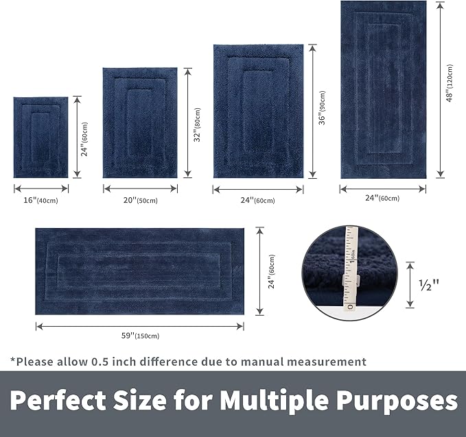 GRANNY SAYS Deep Blue Bathroom Rug, 20" x 32", Non-Slip, Water Absorbent, Microfiber, Machine Wash Dry